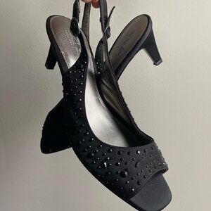 Coach and Four Black on Black Embellished Heels